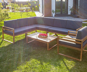 Лаунж-зона Brooklyn Royal Family из дерева с угловым диваном, цвет серый