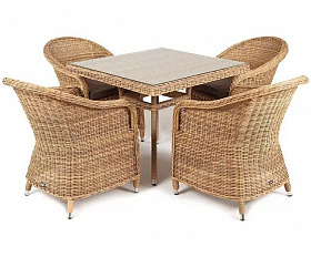 Обеденная группа Фредо 4SIS из искусственного ротанга, цвет соломенный