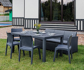 Обеденный комплект July XL Royal Family из пластика, цвет графит