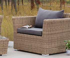 Лаунж-зона Капучино 4SIS из искусственного ротанга, цвет соломенный