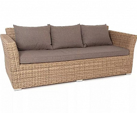 Диван трехместный Капучино 4SIS из искусственного ротанга, цвет соломенный