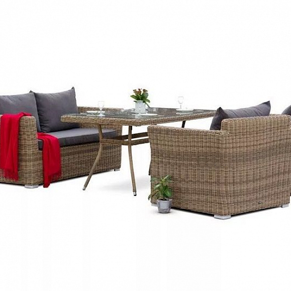 Обеденная группа Аффогато 4SIS из искусственного ротанга, цвет соломенный фото 1
