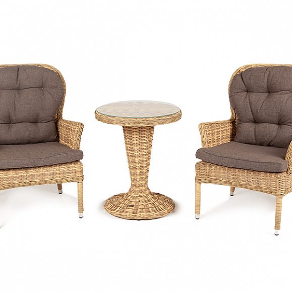Алиса кофейный комплект из искусственного ротанга, цвет соломенный фото 1