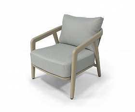 Брюссель кресло из искусстенного ротанга, цвет серый, каркас под дерево (холодно-бежевый)