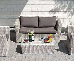 Диван двухместный Капучино 4SIS из искусственного ротанга, цвет бежевый