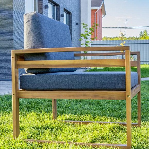 Лаунж-зона Brooklyn Royal Family из дерева с угловым диваном, цвет серый фото 13