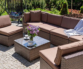 Плетеный модульный диван YR822BB-Brown/Brown