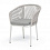Стул Марсель 4SIS плетеный из роупа, каркас алюминий белый муар, роуп светло-серый меланж круглый tex, ткань светло-серая