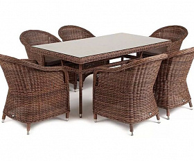 Обеденная группа Эспрессо 4SIS из искусственного ротанга, цвет коричневый