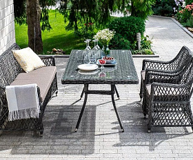 Плетеная обеденная группа Катания 4SIS из искусственного ротанга, цвет графит