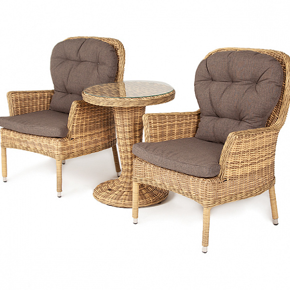 Алиса кофейный комплект из искусственного ротанга, цвет соломенный фото 3