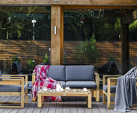 Диванный комплект из акации BOOKA с кофейным столом Joygarden