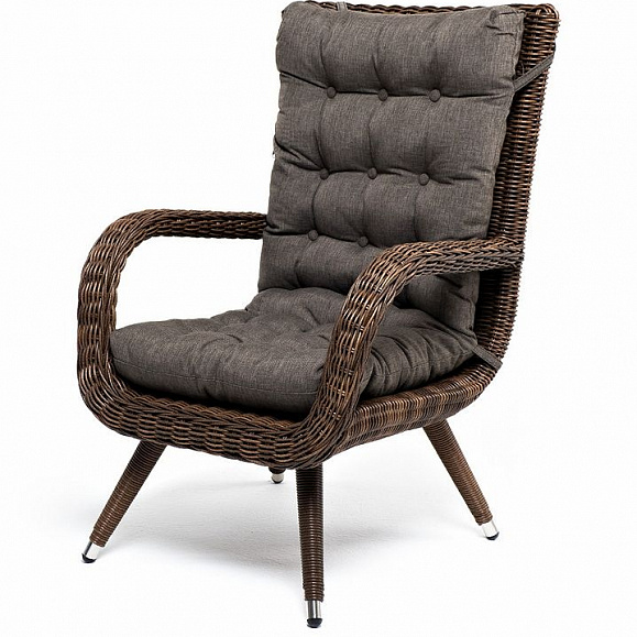 Плетеное кресло Толедо 4SIS из искусственного ротанга, цвет коричневый фото 1