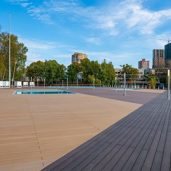 Террасная доска Экодэк Брайт Массив 3D, цвет Дуб фото 2