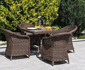 Обеденная группа Фредо 4SIS из искусственного ротанга, цвет коричневый