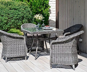 Плетеное кресло Равенна 4SIS из искусственного ротанга, цвет графит