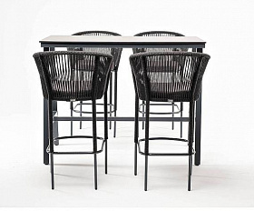 Барный Рио 4SIS комплект на 4 персоны, стол HPL серый гранит, цвет темно-серый