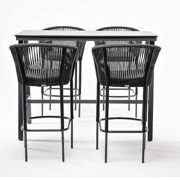 Барный Рио 4SIS комплект на 4 персоны, стол HPL серый гранит, цвет темно-серый фото 2