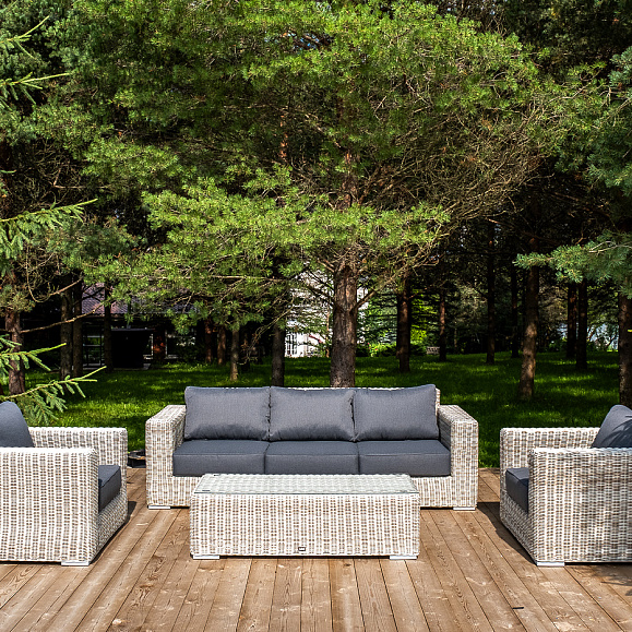 Боно лаунж-зона из искусственного ротанга, цвет бежевый фото 3