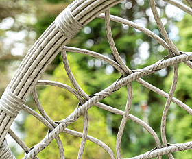 Венеция подвесное кресло-кокон из искусственного ротанга, цвет серый с бежевой подушкой