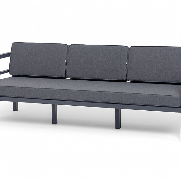 Эстелья диван 3-местный, каркас алюминий темно-серый (RAL7024) муар, ткань темно-серая 027 фото 1