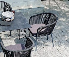Обеденная группа Милан 4SIS из роупа (веревки), цвет темный