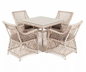 Плетеная обеденная группа Айриш 4SIS из искусственного ротанга, цвет бежевый