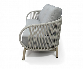 Прато диван двухместный из искусственного ротанга, цвет светло-серый, каркас под дерево (холодно-бежевый)