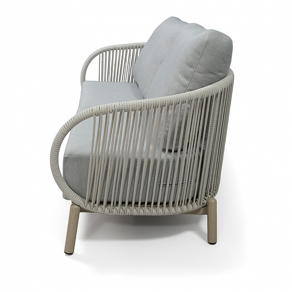 Прато диван двухместный из искусственного ротанга, цвет светло-серый, каркас под дерево (холодно-бежевый) фото 3