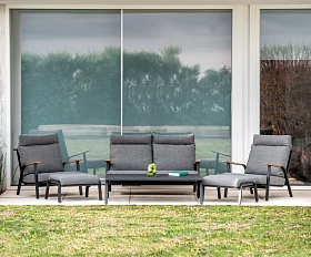 Комплект лаунж мебели Malmo Brafritid с 2-х местным диваном, антрацит/серый, алюминий