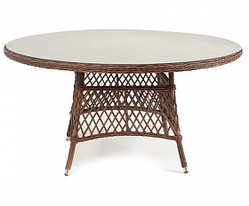 Эспрессо плетеный круглый стол, диаметр 150 см, цвет коричневый