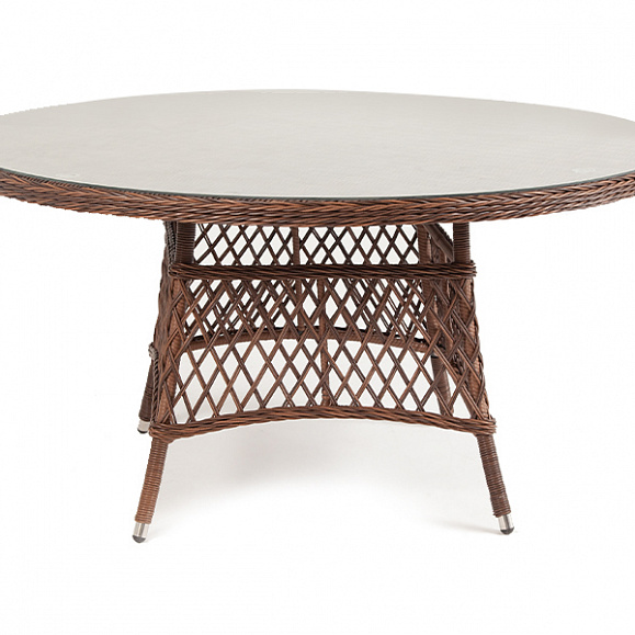 Эспрессо плетеный круглый стол, диаметр 150 см, цвет коричневый фото 4