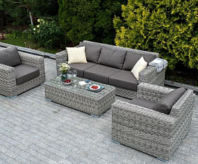 Диван трехместный Боно 4SIS из искусственного ротанга, цвет серый