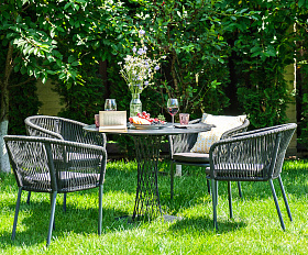 Диего обеденная группа на 4 персоны со стульями Марсель, столешница серый гранит