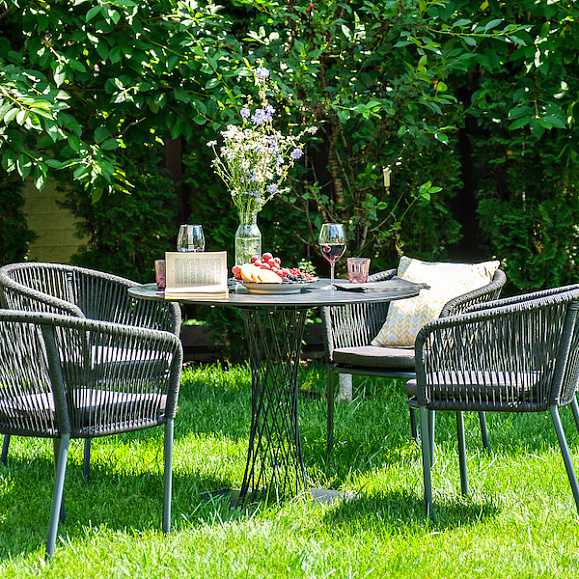 Диего обеденная группа на 4 персоны со стульями Марсель, столешница серый гранит фото 5