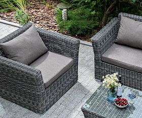 Лаунж-зона Капучино Сингл 4SIS из искусственного ротанга, цвет графит