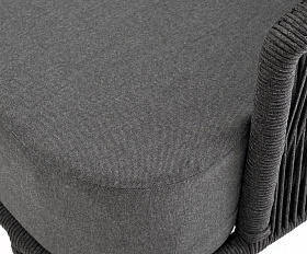 Верона диван 3-местный плетеный из роупа, каркас алюминий темно-серый (RAL7024) муар, роуп темно-серый круглый, ткань темно-серая 027