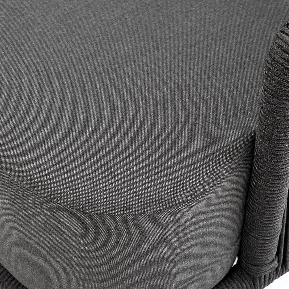 Верона диван 3-местный плетеный из роупа, каркас алюминий темно-серый (RAL7024) муар, роуп темно-серый круглый, ткань темно-серая 027 фото 6