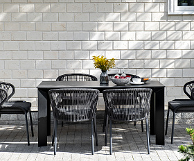 Венето обеденный стол из HPL 160х80см, цвет серый гранит, каркас черный