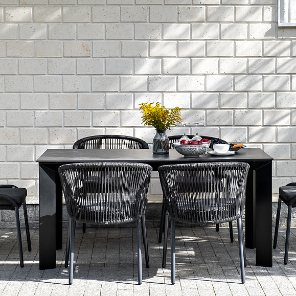 Венето обеденный стол из HPL 160х80см, цвет серый гранит, каркас черный фото 4