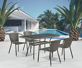 Комплект плетеной мебели T286A/Y137C-W53 Brown (4+1)