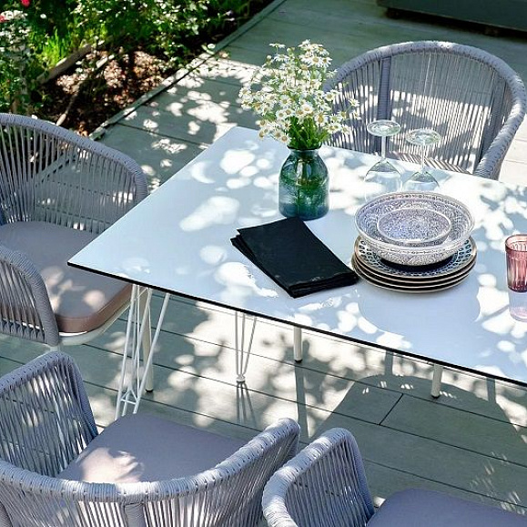 Обеденная группа Милан 4SIS из роупа (веревки), цвет светло-серый с белым каркасом фото 6