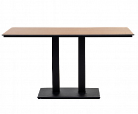 Каффе обеденный стол из HPL 140х70см, цвет дуб, подстолье двойное черное