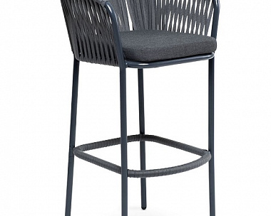 Плетеный стул барный Бордо 4SIS из роупа (веревки), цвет темно-серый