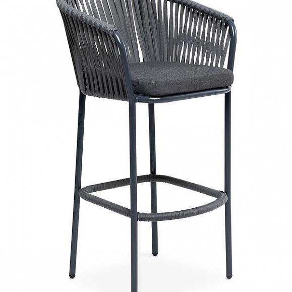Плетеный стул барный Бордо 4SIS из роупа (веревки), цвет темно-серый фото 7