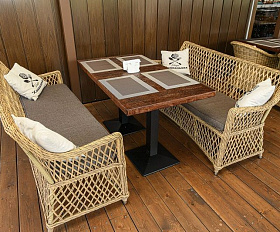 Диван двухместный Латте 4SIS из искусственного ротанга, цвет соломенный