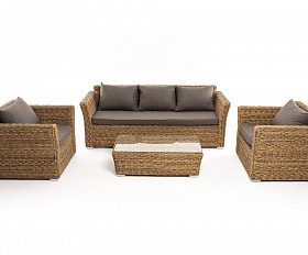 Капучино лаунж-зона из искусственного ротанга (гиацинт), цвет соломенный