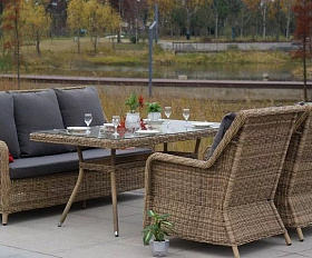 Плетеное кресло Гляссе 4SIS из искусственного ротанга, цвет соломенный