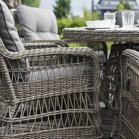 Кресло Цесена 4SIS из искусственного ротанга, цвет серо-соломенный фото 5