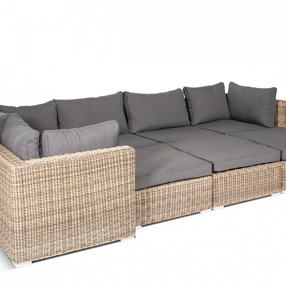 Лунго плетеная оттоманка с подушкой, цвет соломенный фото 3